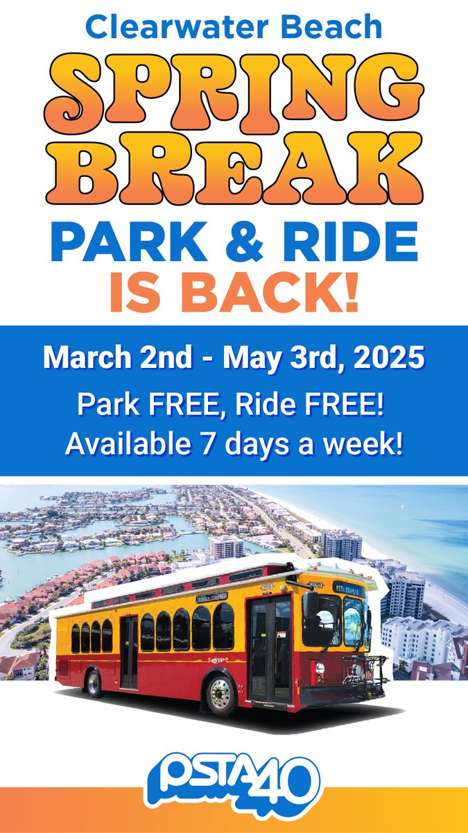 Spring break plans? ☀️🕶️ Let @ridePSTA get you there — beach, downtown, airport, you name it.

🚌💨 Learn more: l8r.it/qCVq
