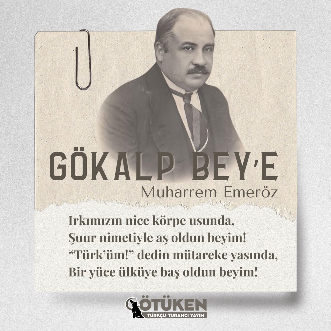 Muharrem Emeröz'ün "Gökalp Bey’e" adlı şiiri dergimizin yeni sayısında. 

#ötükendergisi #atsız #türkçü #turancı #edebiyat #şiir #ziyagökalp