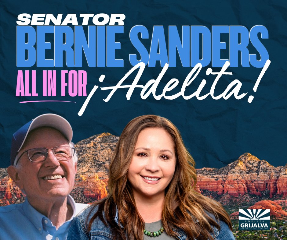 Adelita for Congress (@adelitaforaz) on Twitter photo I’m honored to have <a href="/BernieSanders/">Bernie Sanders</a> support!🙌
We’re fighting a rigged system, taking on corporate greed, and building a government that works for everyone — not just the wealthy few. Let’s go! 💪 I’m honored to have <a href="/BernieSanders/">Bernie Sanders</a> support!🙌
We’re fighting a rigged system, taking on corporate greed, and building a government that works for everyone — not just the wealthy few. Let’s go! 💪