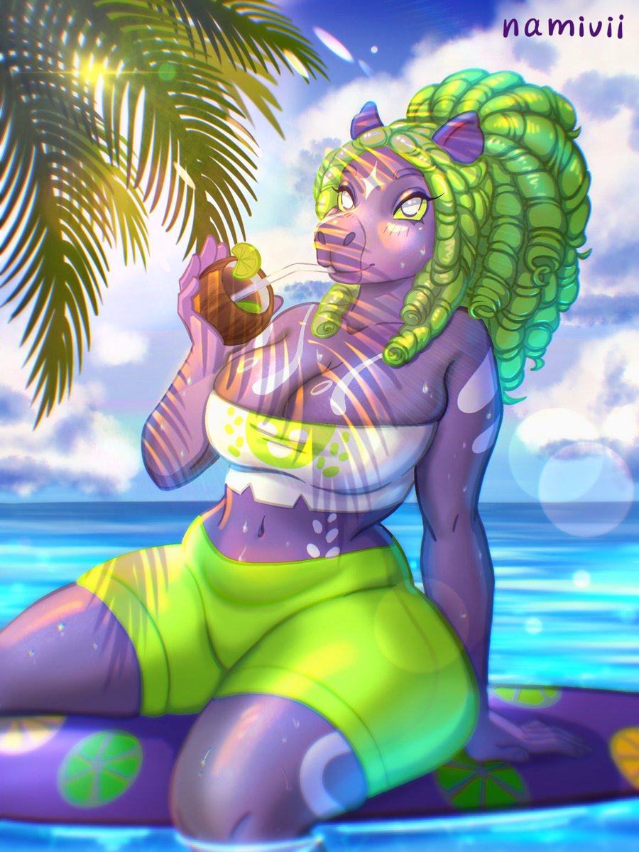 Capy-capybara named Lime! A trade and also an example of Summer Ych that coming soon <3
#furryfandom #furrygirl  #summer #sea