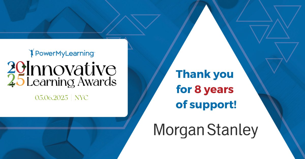 PowerMyLearning (@powermylearning) on Twitter photo 🎉 Big shoutout to <a href="/MorganStanley/">Morgan Stanley</a> for their incredible partnership! We're proud to honor their commitment to education at PowerMyLearning's 2025 Innovative Learning Awards on May 6 in NYC.
🎟️ Limited tickets remain! powermylearning.org/events/innovat… 🎉 Big shoutout to <a href="/MorganStanley/">Morgan Stanley</a> for their incredible partnership! We're proud to honor their commitment to education at PowerMyLearning's 2025 Innovative Learning Awards on May 6 in NYC.
🎟️ Limited tickets remain! powermylearning.org/events/innovat…