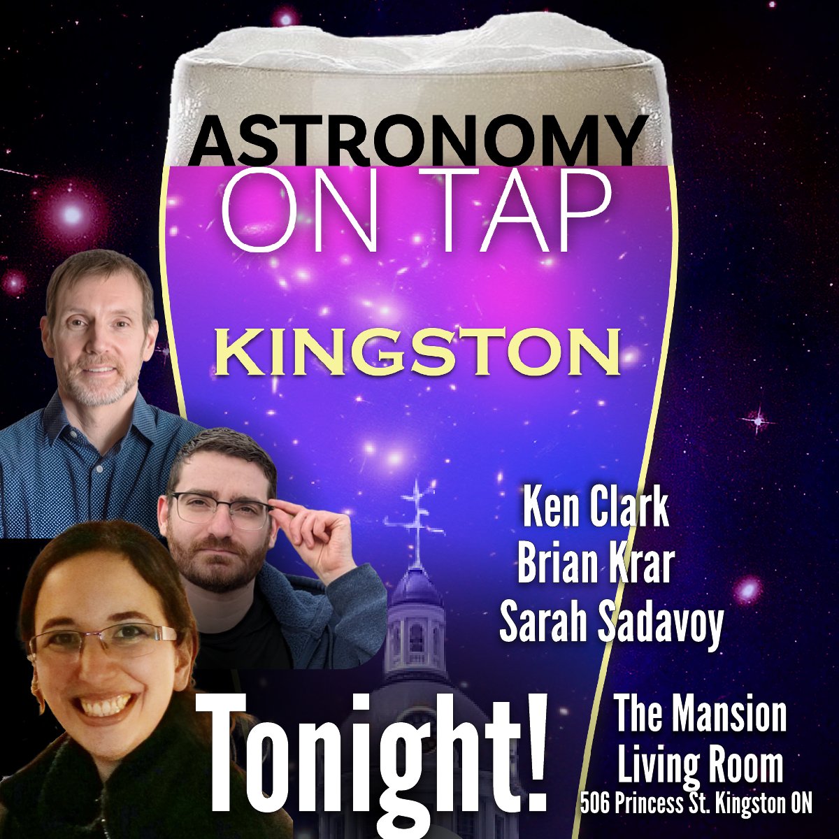 TONIGHT! The Astronomy is ON TAP! Join us at the Mansion at 6:30 pm for the pre-show, with our speakers' talks starting at 7:00 and space trivia at the intermissions! 
mcdonaldinstitute.ca/events/astrono…