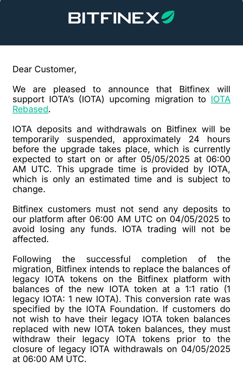 Bitfinex supporting $IOTA Rebased 💪
