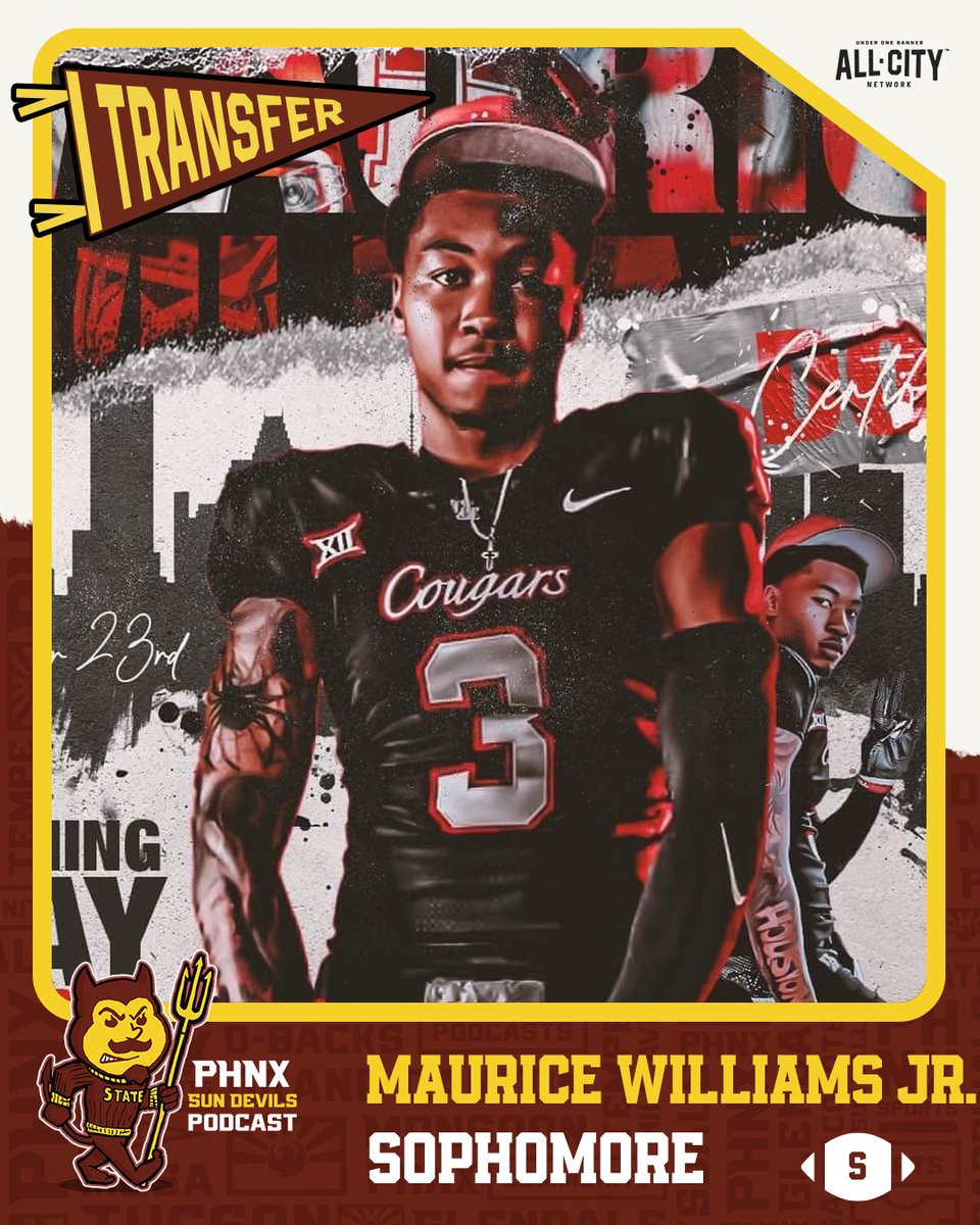 PHNX Sun Devils (@phnx_sundevils) on Twitter photo Maurice Williams Jr., aka the HIM Reaper, is bringing the pain to Tempe 🔱💀
The former Houston safety is transferring to Arizona State, per <a href="/Hayesfawcett3/">Hayes Fawcett</a>. Maurice Williams Jr., aka the HIM Reaper, is bringing the pain to Tempe 🔱💀
The former Houston safety is transferring to Arizona State, per <a href="/Hayesfawcett3/">Hayes Fawcett</a>.