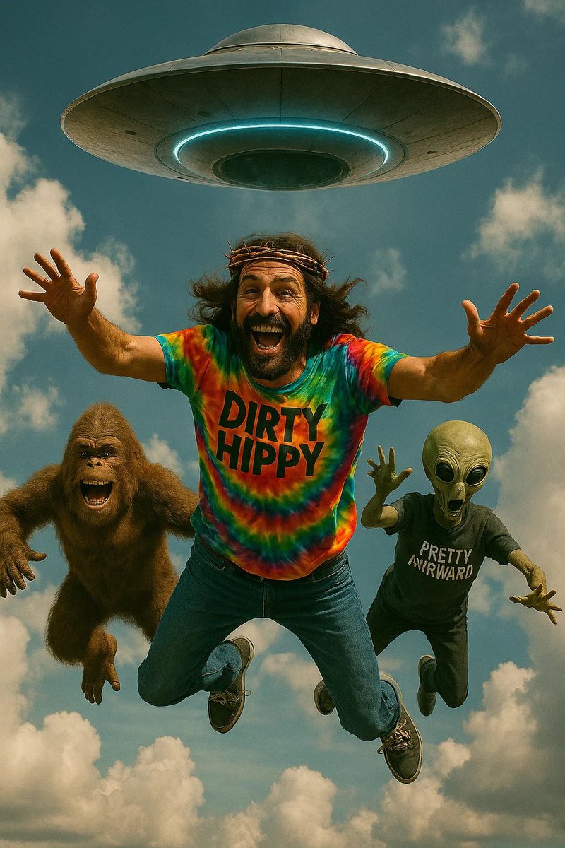When you remember the mission halfway through the abduction.

They finally remembered they were supposed to rescue the band.
So naturally, they hit the UFO shortcut.
Alien pulled some strings.
Bigfoot had air miles.
DIRTY HIPPY – Out now and headed out of this world.
🛸👽🦍✝️💫