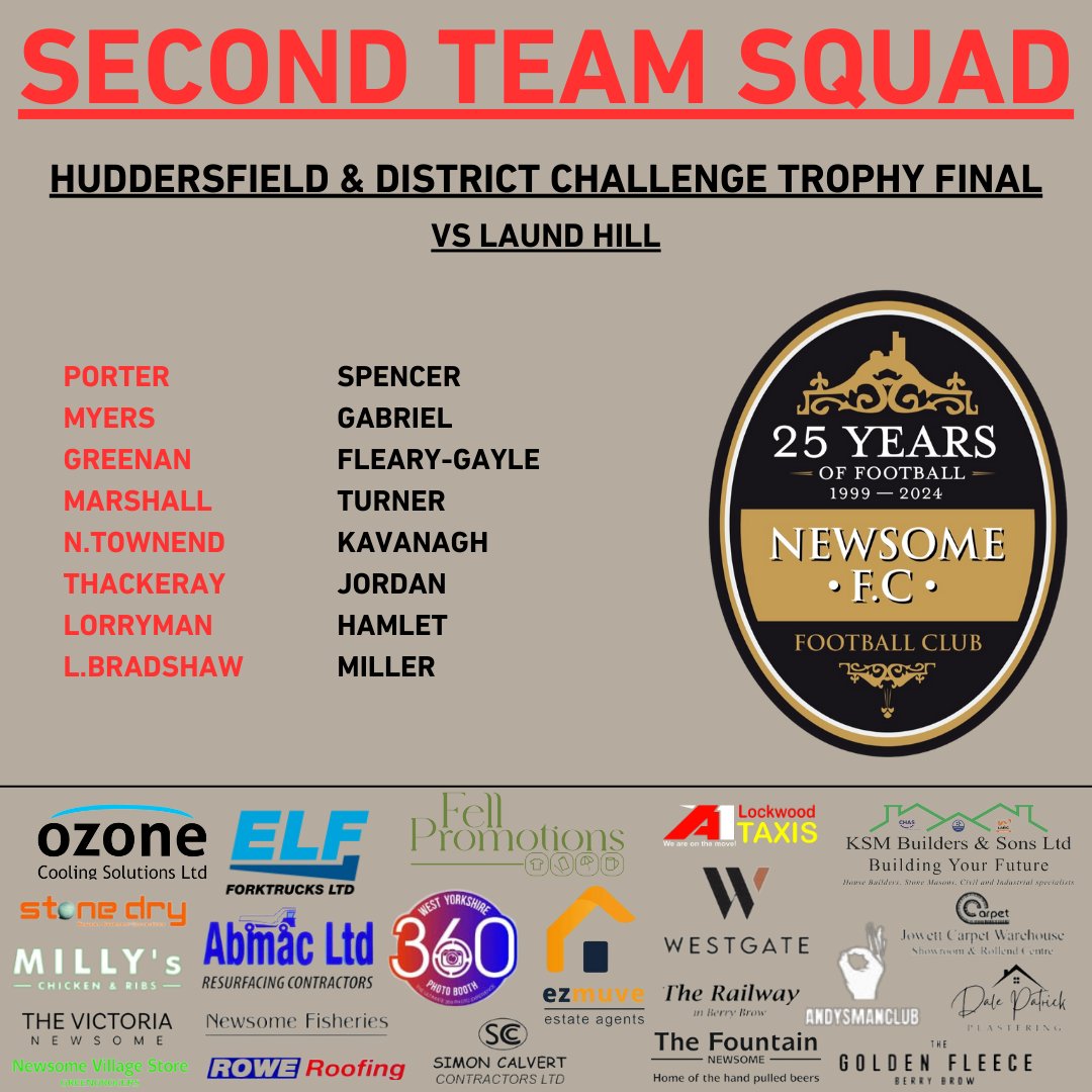TEAM NEWS!

Presenting To You Tonight's Huddersfield &amp; District Challenge Trophy Final Squad.

7pm KO @ Golcar United's Skye Direct Stadium!

All Support Is Appreciated...

#WTB