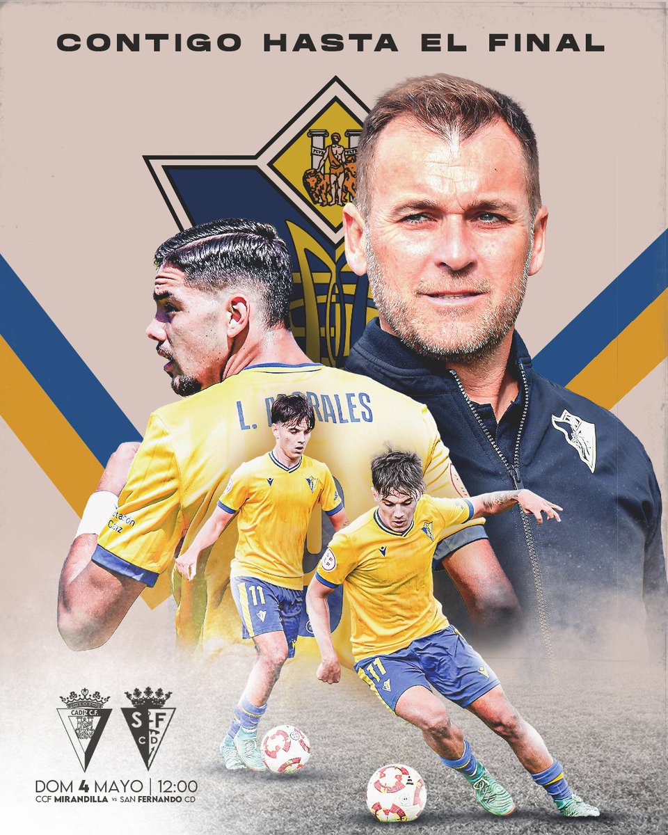 💛💙 𝑪𝒐𝒏𝒕𝒊𝒈𝒐 𝒉𝒂𝒔𝒕𝒂 𝒆𝒍 𝒇𝒊𝒏𝒂𝒍.

Este domingo el #Mirandilla disputa la última jornada de liga frente al CD San Fernando… ¡Y necesita vuestro apoyo!

🪪 Los socios deben activar su abono en 👉 mirandilla.cadizcf.com

📺 PLAIZ

¡Nos vemos en la grada, cadistas!