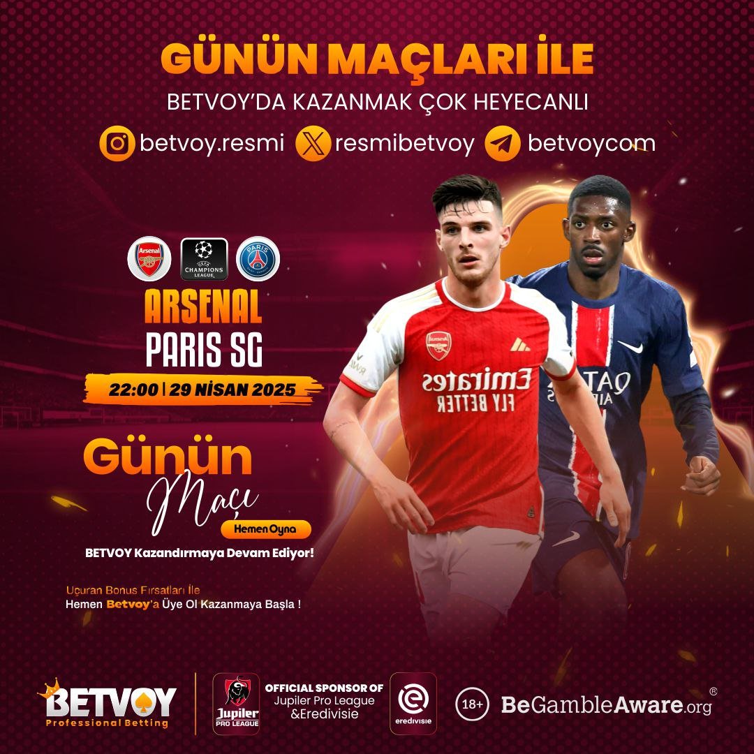 ⚽️ ARSENAL - PARIS SG   HER DOĞRU CEVABA 100 FREEBET KAZAN !

🎟Etkinliğe Giriş için :  Formu Doldurun forms.gle/CP8JMXvRwhqPEi…

👉Katılım için formu doldurmak şarttır

Betvoy Üye OL betvoygiris.one/#/?btag=1307369