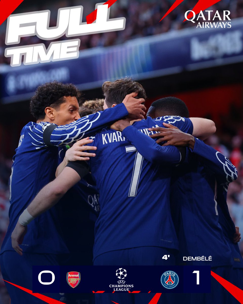 FT: Arsenal 0-1 PSG
4' Dembele
<a href="/FINEFmRwanda/">FINE FM 93.1</a> <a href="/mihigosadam/">Mihigo Saddam "Mkude"</a>