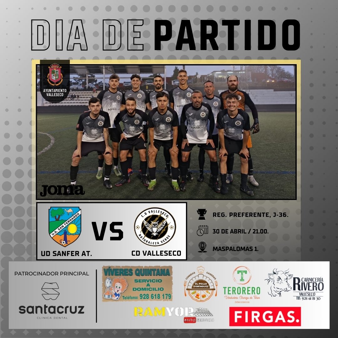 CD Valleseco Naturaleza Verde GC (@cdvallesecogc73) on Twitter photo ๐ด ยกNos vamos al M. David Garcia!
โก๏ธ El primer equipo pondrรก rumbo a Maspalomas para disputar la 36ยช jornada de la competiciรณn liguera contra la UD San Fernando Atl.
ยกCon todo chicos! โ๏ธ
#๐ฅ๐๐๐๐๐๐ฎ๐๐๐๐๐๐ถ๐๐น๐๐๐๐๐๐๐ค๐ค ๐ด ยกNos vamos al M. David Garcia!
โก๏ธ El primer equipo pondrรก rumbo a Maspalomas para disputar la 36ยช jornada de la competiciรณn liguera contra la UD San Fernando Atl.
ยกCon todo chicos! โ๏ธ
#๐ฅ๐๐๐๐๐๐ฎ๐๐๐๐๐๐ถ๐๐น๐๐๐๐๐๐๐ค๐ค