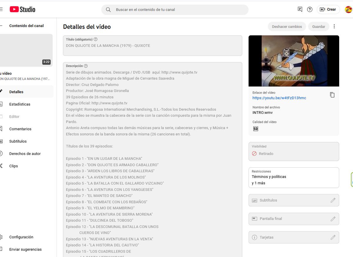 QUIXOTEdotTV's tweet photo. @TeamYouTube No he recibido ningún e-mail, pero gracias, en cualquier caso, por la gestión. Cómo no entiendo qué "política" he incumplido, dime, si eres tan amable, qué parte de esta descripción es considerada  "peligrosa", ¿el enlace a un post en mi canal de "X"; el enlace a mi página web? https://t.co/AQeY7uxT5z