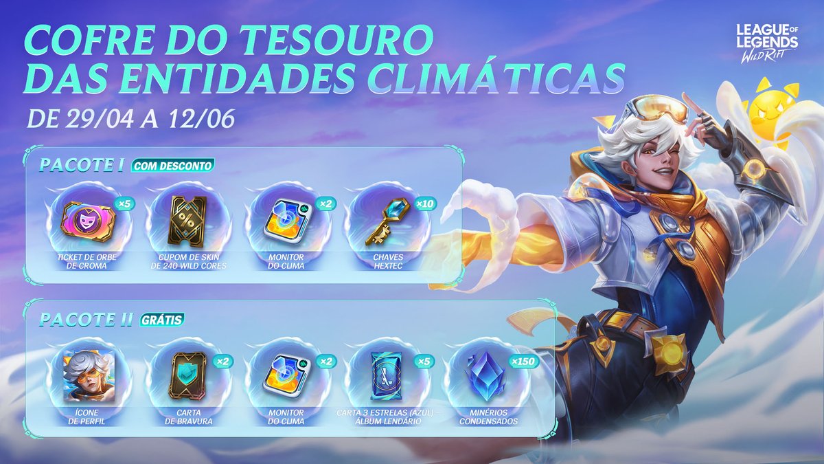 O Cofre do Tesouro está chegando cheio de Pacotes. Até mesmo para os dias chuvosos ⛈️