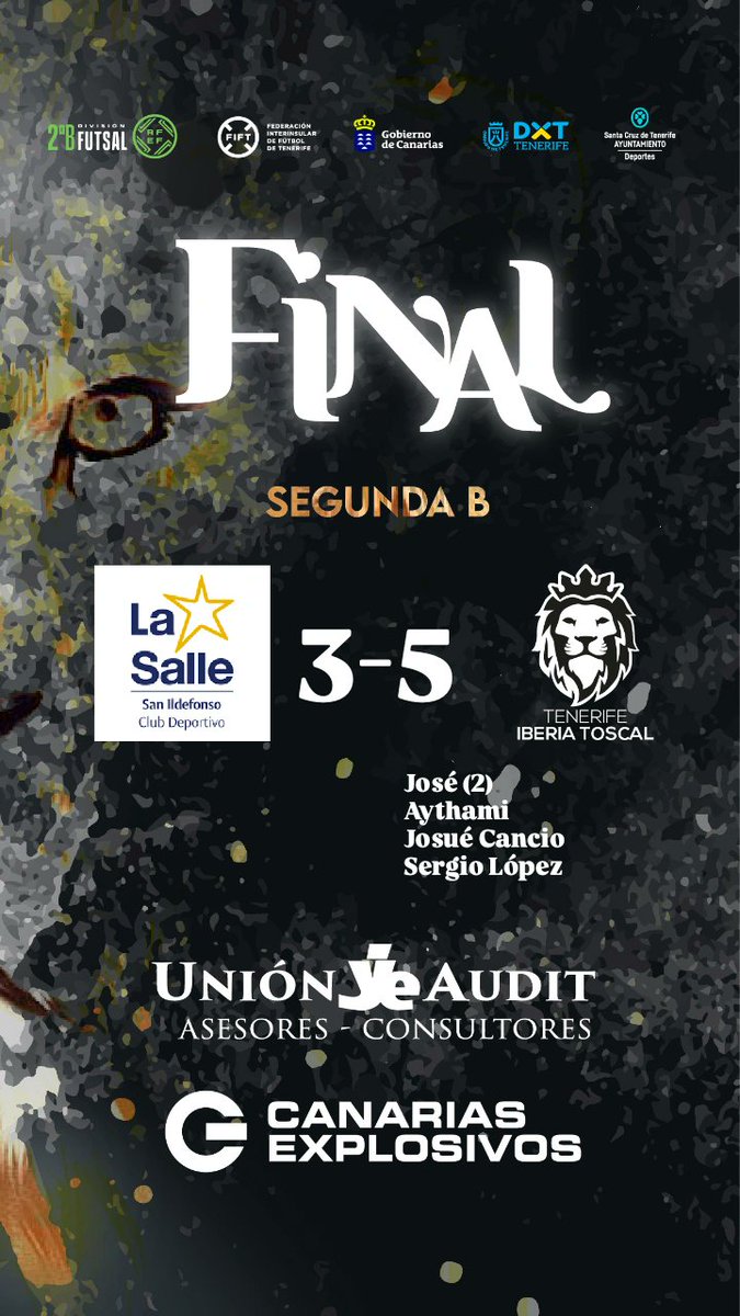 IberiaToscal's tweet photo. SEGUNDA B | FINAL 

La Salle 3-5 Iberia Toscal 

⚽ José (2), Aythami, Josué Cancio y Sergio López https://t.co/tByzxE3omR