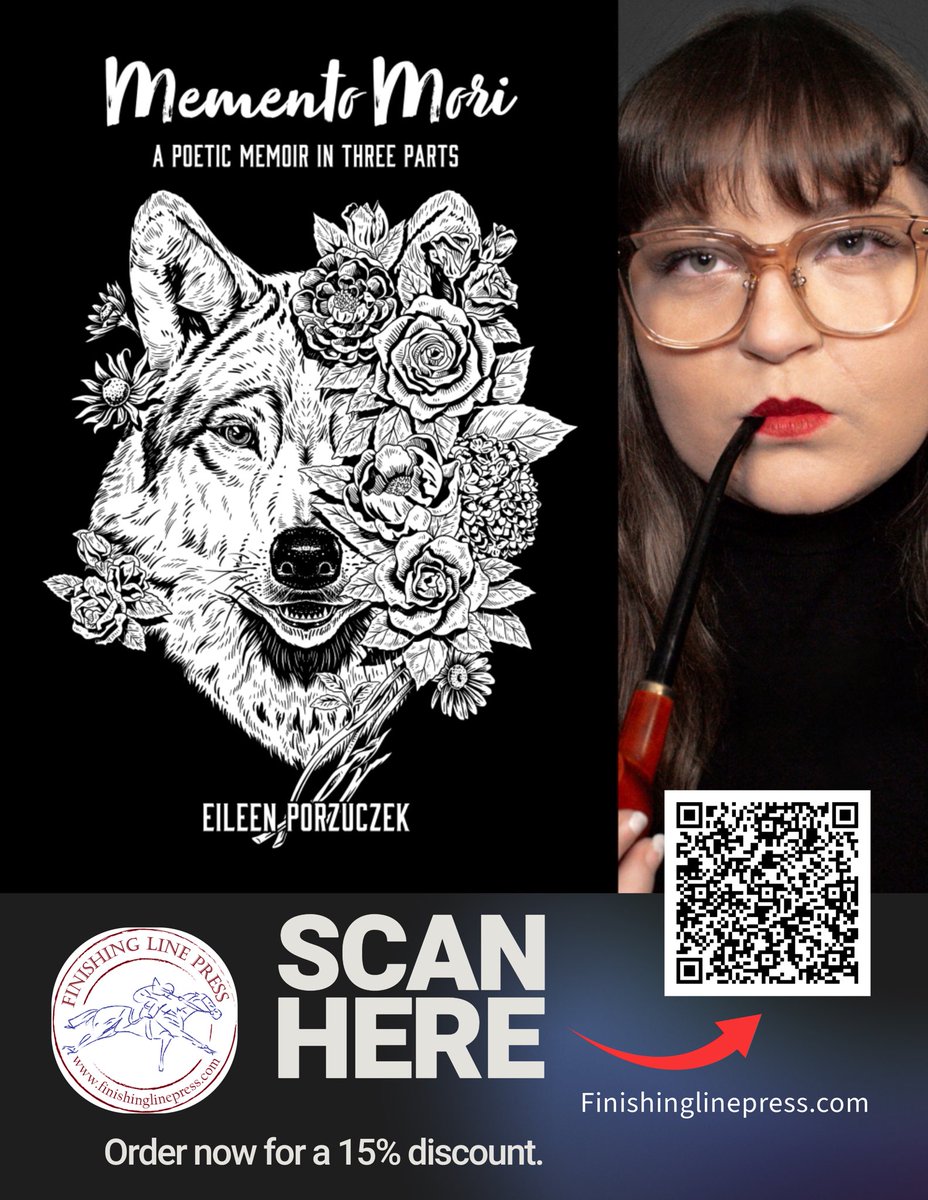 FLP BOOK OF THE DAY: Memento Mori: A Poetic Memoir in Three Parts by Eileen Porzuczek
On SALE: finishinglinepress.com/product/mement…
 
Eileen Porzuczek is a creative writer, artist, and professional storyteller. She has a B.A. in English and an M.A. in Emerging Media Design and Development