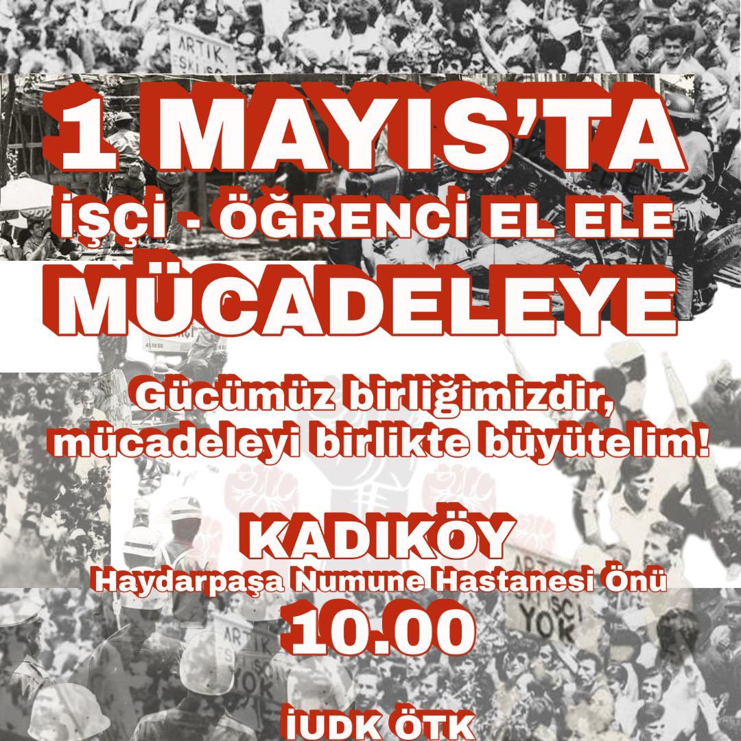 Emeğimiz sömürülüyor, geleceğimiz çalınıyor! İşçiler, öğrenciler, gençler, aynı baskının, aynı adaletsizliğin karşısındayız! Eşitlik, özgürlük, insanca bir yaşam için birlikteyiz! Tüm öğrenci arkadaşlarımızı 1 Mayıs’ta üniversite kortejinde yürümeye çağırıyoruz!

#1mayıs #iüdk