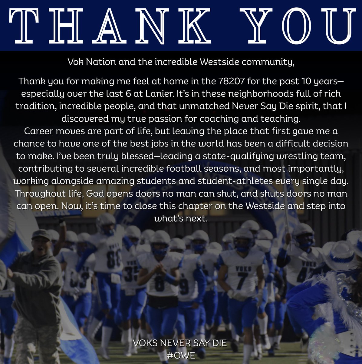 To my Vok and Westside Family… thank you for a decade of memories!

#VoksNeverSayDie
#OutworkEveryone