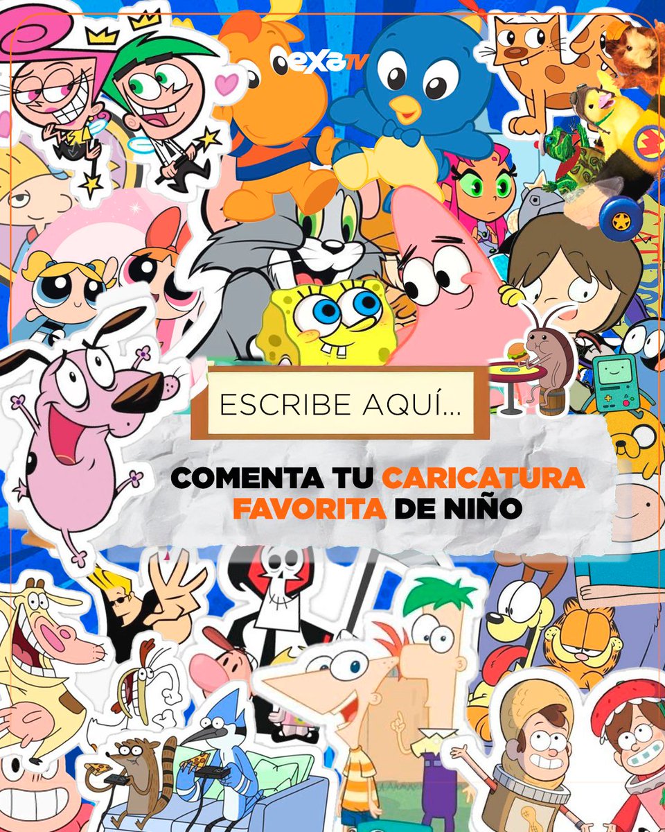 exatv's tweet photo. ¡Hoy regresamos en el tiempo, Exanautas! ⏳
Regresas de la escuela, acabaste la tarea y tienes la tarde para ver la TV... ¿Cuál era esa caricatura que no te perdías por nada del mundo? 🎒📺
¡Comenta tu fav y hagamos juntos este maratón de nostalgia! 👇
#EXATV #EXANautas #Caricaturas #Infancia #Nostalgia #BobEponja #MansionFoster #PadrinoMagicos #ChicasSuperpoderosas #LosBackyardigans #HoraDeAventura #DragonBall