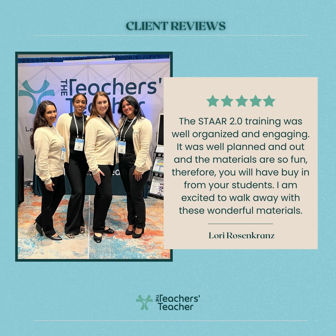 TTTSuccess's tweet image. Hearing your success stories and feedback reminds us why we do what we do! 🤩

Ready to see the difference we can make together? Let’s talk! 

🖥️ theteachersteacherllc.net

#T3success #studentengagement #teacherhelp #teacherresources  #educationmatters #educationalresources