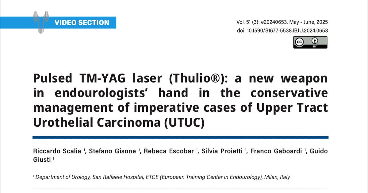 Guido Giusti (@guidogiusti) on Twitter photo Kudos to <a href="/scaliaric/">Riccardo Scalia</a> for this achievement getting this video paper accepted on the prestigious <a href="/iIBrazJUrology/">Int Braz J Urology</a> <a href="/j_urol/">Int Braz J Urol</a> โฆ reading this paper but most importantly watching the enclosed video (downloadable for free), youโll understand why #THULIO pulsed #ThYag laser by Kudos to <a href="/scaliaric/">Riccardo Scalia</a> for this achievement getting this video paper accepted on the prestigious <a href="/iIBrazJUrology/">Int Braz J Urology</a> <a href="/j_urol/">Int Braz J Urol</a> โฆ reading this paper but most importantly watching the enclosed video (downloadable for free), youโll understand why #THULIO pulsed #ThYag laser by
