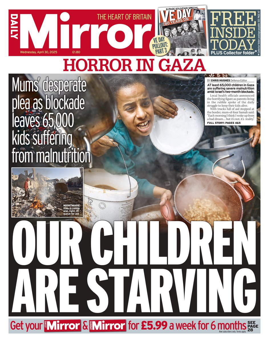 Wednesday's front page: our children are starving

#TomorrowsPapersToday

mirror.co.uk/news/world-new…