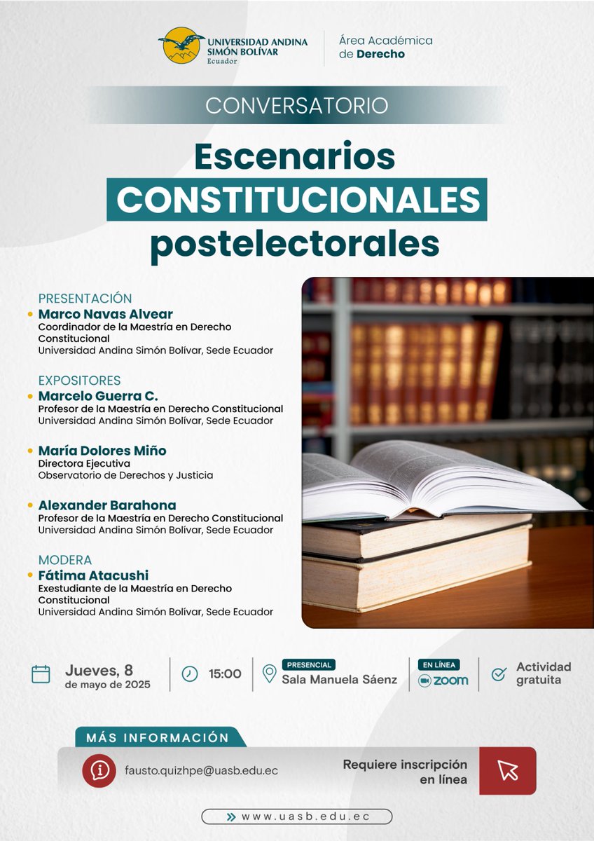 Necesitamos abrir espacios para dialogar sobre todo cambio constitucional que se plantee.

 Invitados todos a acompañarnos en este foro en la <a href="/uasbecuador/">Universidad Andina</a>, el próximo 8 de mayo. 

Gracias <a href="/mnalvear/">Marco Navas Alvear</a> por la invitación!