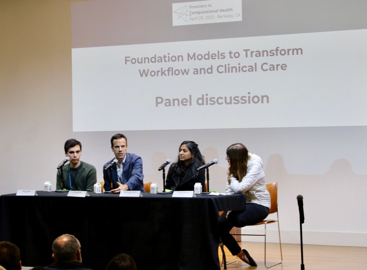 UC Joint Computational Precision Health Program (@ucjointcph) on Twitter photo Live from our third session of the day, <a href="/2plus2make5/">Emma Pierson</a>, <a href="/madhumitasushil/">Madhumita Sushil</a>, <a href="/_ahmedmalaa/">Ahmed Alaa</a>, and <a href="/jtkolstad/">Jon Kolstad</a> join us to talk about foundation #models to transform workflow and #clinical care. <a href="/UCSF_BCHSI/">UCSF Bakar Computational Health Sciences Institute</a> <a href="/BerkeleyCTML/">Cntr for Targeted Machine Learning & Causal Infer.</a> #AI4all Live from our third session of the day, <a href="/2plus2make5/">Emma Pierson</a>, <a href="/madhumitasushil/">Madhumita Sushil</a>, <a href="/_ahmedmalaa/">Ahmed Alaa</a>, and <a href="/jtkolstad/">Jon Kolstad</a> join us to talk about foundation #models to transform workflow and #clinical care. <a href="/UCSF_BCHSI/">UCSF Bakar Computational Health Sciences Institute</a> <a href="/BerkeleyCTML/">Cntr for Targeted Machine Learning & Causal Infer.</a> #AI4all