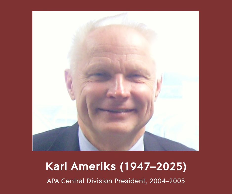 American Philosophical Association (@apaphilosophy) on Twitter photo The APA is saddened to note the passing of Professor Karl Ameriks (1947ā2025). Ameriks served as president of the <a href="/APA_Central/">APA Central Division</a> Division in 2004ā2005. Full memorial notice here: apaonline.org/news/699880/In⦠The APA is saddened to note the passing of Professor Karl Ameriks (1947ā2025). Ameriks served as president of the <a href="/APA_Central/">APA Central Division</a> Division in 2004ā2005. Full memorial notice here: apaonline.org/news/699880/Inā¦