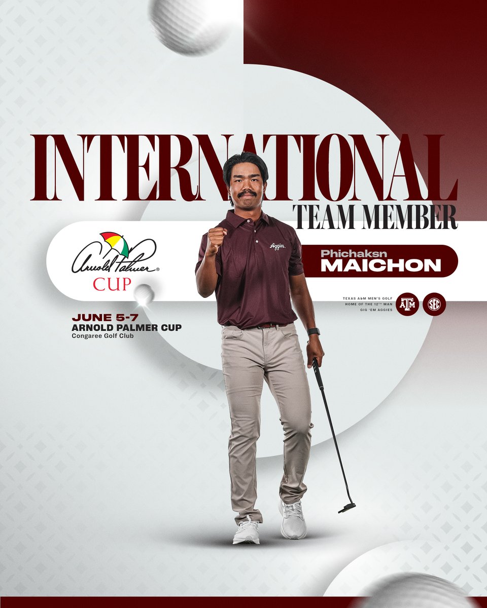 Texas A&M Men's Golf (@aggiemensgolf) on Twitter photo Congratulations to our guy on being named to the International Team for the Arnold Palmer Cup! β±οΈ
ποΈ - aggi.es/3Sdvy5Y
#GigEm | <a href="/ArnoldPalmerCup/">Arnold Palmer Cup</a> | #APCup Congratulations to our guy on being named to the International Team for the Arnold Palmer Cup! β±οΈ
ποΈ - aggi.es/3Sdvy5Y
#GigEm | <a href="/ArnoldPalmerCup/">Arnold Palmer Cup</a> | #APCup