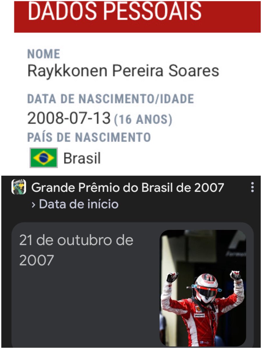 p4ssouoglock's tweet image. o cidadão nasceu nove meses

NOVE MESES

depois do GP do Brasil de 2007
logo a corrida do título do Raikkonen

KKKKKKKKKKKKKKKKKK