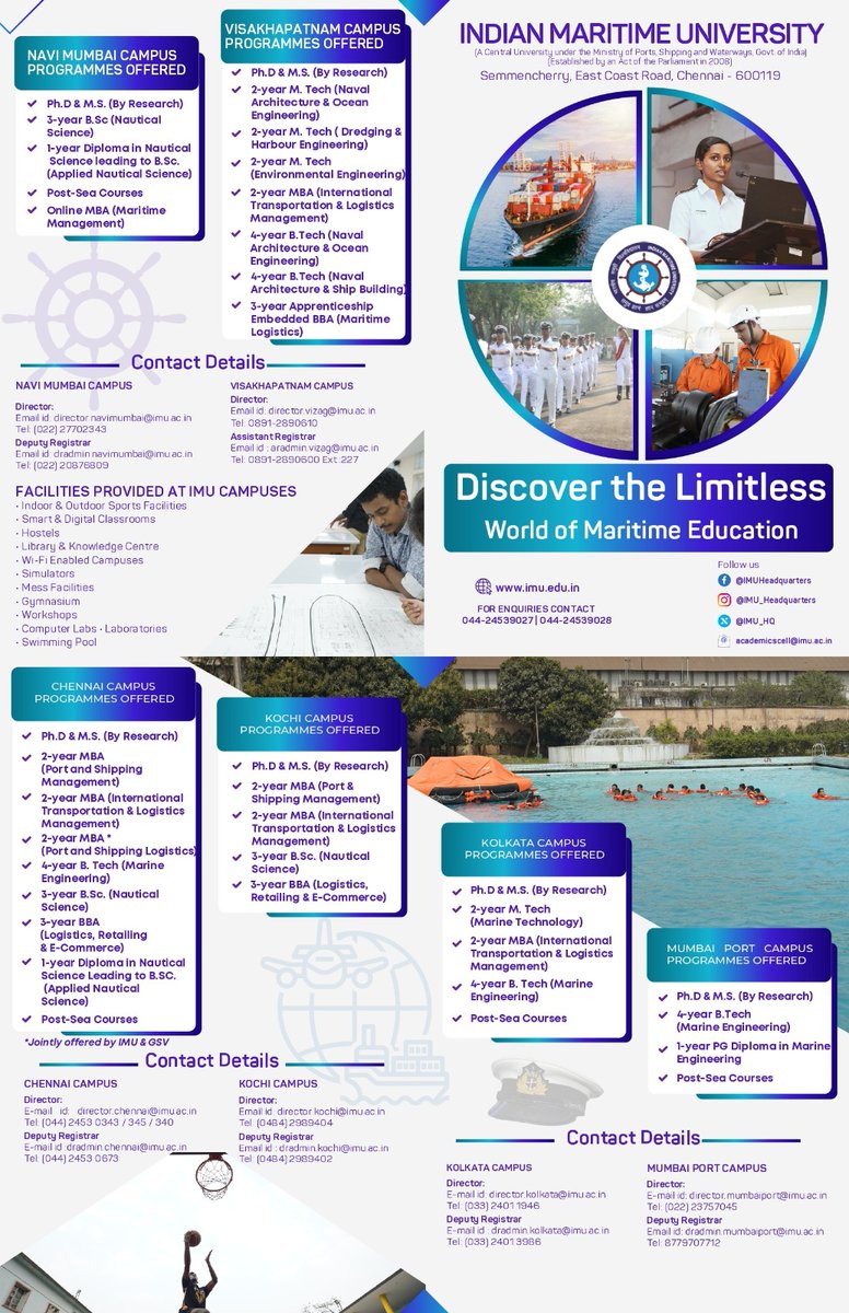 India in Perú (@eoilima) on Twitter photo Indian Maritime University (IMU) <a href="/IMU_HQ/">INDIAN MARITIME UNIVERSITY</a> is a premier maritime university under the aegis of the Ministry of Ports, Shipping & Waterways, Government of India. IMU is offering direct admissions to foreign nationals from academic year 2025-26 in undergraduate and graduate Indian Maritime University (IMU) <a href="/IMU_HQ/">INDIAN MARITIME UNIVERSITY</a> is a premier maritime university under the aegis of the Ministry of Ports, Shipping & Waterways, Government of India. IMU is offering direct admissions to foreign nationals from academic year 2025-26 in undergraduate and graduate