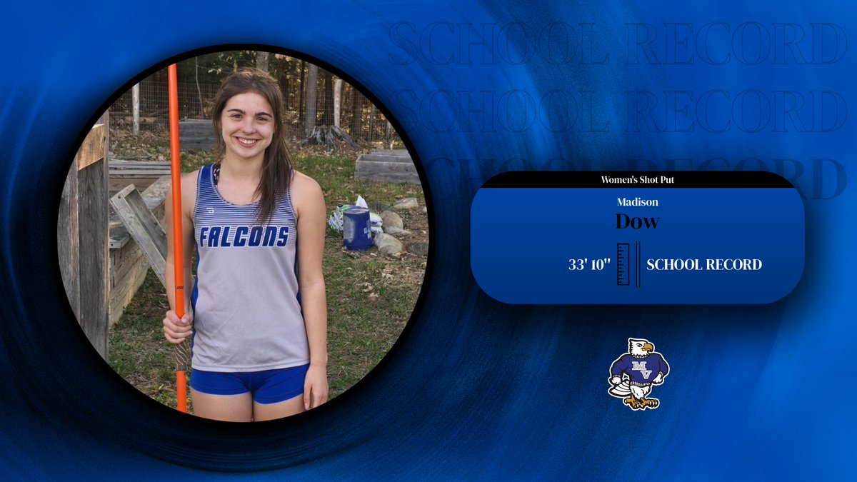 MVHSFALCONPRIDE's tweet image. Big news out of the track meet at Telstar today.  Madison Dow picks up another school record!  With a shot put toss of 33&apos;10&quot;, Madison is now the school record holder in both shot put and javelin. 

#FalconsFly