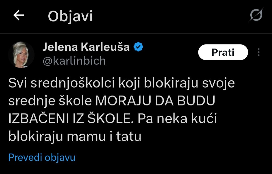 kalašturu izbacili iz zemunske gimnazije... ko o čemu...