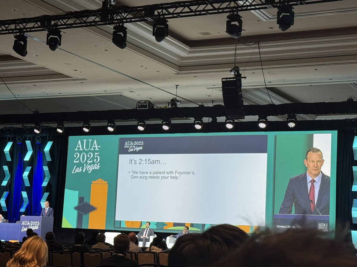 Alexandria Hertz (@allyhertz) on Twitter photo Super excited to be watching <a href="/SJHudak/">Steve Hudak</a> close out #AUA25 plenary with excellent panel on Fournier’s gangrene
<a href="/UTSWUrology/">UT Southwestern Urology</a> <a href="/AmerUrological/">Amer. Urol. Assn.</a> <a href="/SocietyGURS/">GURS</a> Super excited to be watching <a href="/SJHudak/">Steve Hudak</a> close out #AUA25 plenary with excellent panel on Fournier’s gangrene
<a href="/UTSWUrology/">UT Southwestern Urology</a> <a href="/AmerUrological/">Amer. Urol. Assn.</a> <a href="/SocietyGURS/">GURS</a>