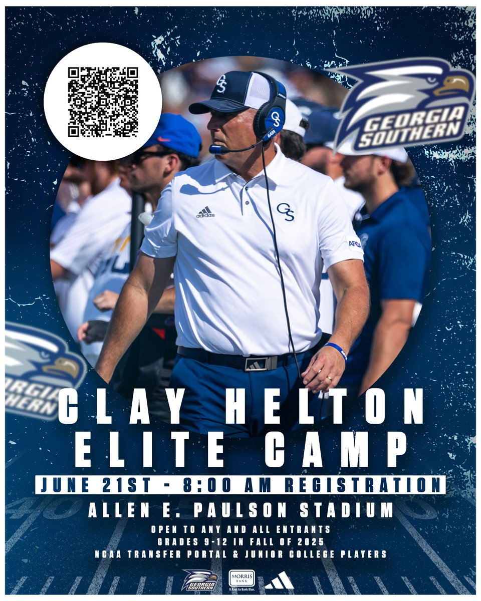 Georgia Southern Football (@gsathletics_fb) on Twitter photo .<a href="/GSCoachHelton/">Clay Helton</a>'s Elite Camp is right around the corner! 🏕️
Register today by visiting GSEagles.com/FBCamps.
#HailSouthern .<a href="/GSCoachHelton/">Clay Helton</a>'s Elite Camp is right around the corner! 🏕️
Register today by visiting GSEagles.com/FBCamps.
#HailSouthern
