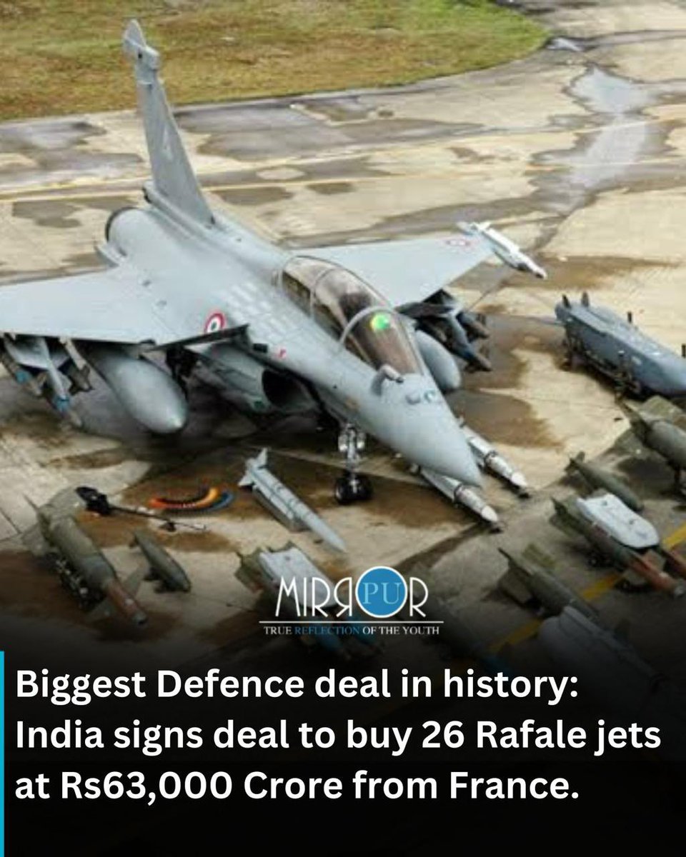 pu_mirror's tweet photo. In a landmark ₹63,000 crore deal, #India signs its biggest #defenceagreement to acquire 26 #Rafale naval jets from France. Designed for aircraft carriers, these jets boost the Indian Navy’s power and Indo-Pacific reach, marking a major step in strengthening national security. https://t.co/HfL6HVOApM