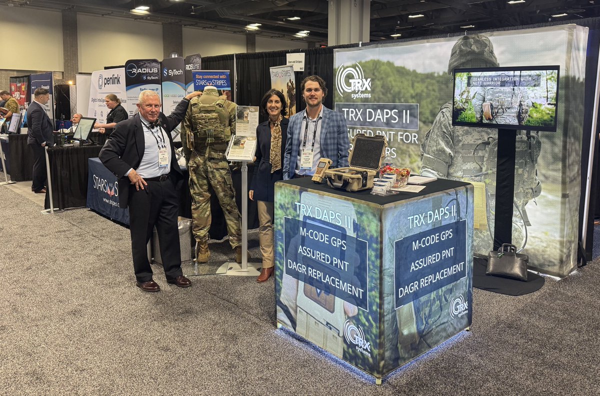 TRX_Systems's tweet photo. We��re live at @ModernDayMarine 2025!

TRX Systems is excited to kick off Day 1 here in Washington, D.C. Visit us at booth #1045 to see TRX DAPS II — the only proven production system being fielded to deliver M-code GPS to dismounted warfighters.

#moderndaymarine #PNT #USMC #APNT https://t.co/xYeTCtUyOs
