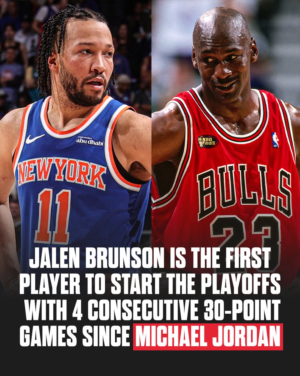 ESPNNBA's tweet image. Jalen Brunson has entered rarefied air this postseason 🌟