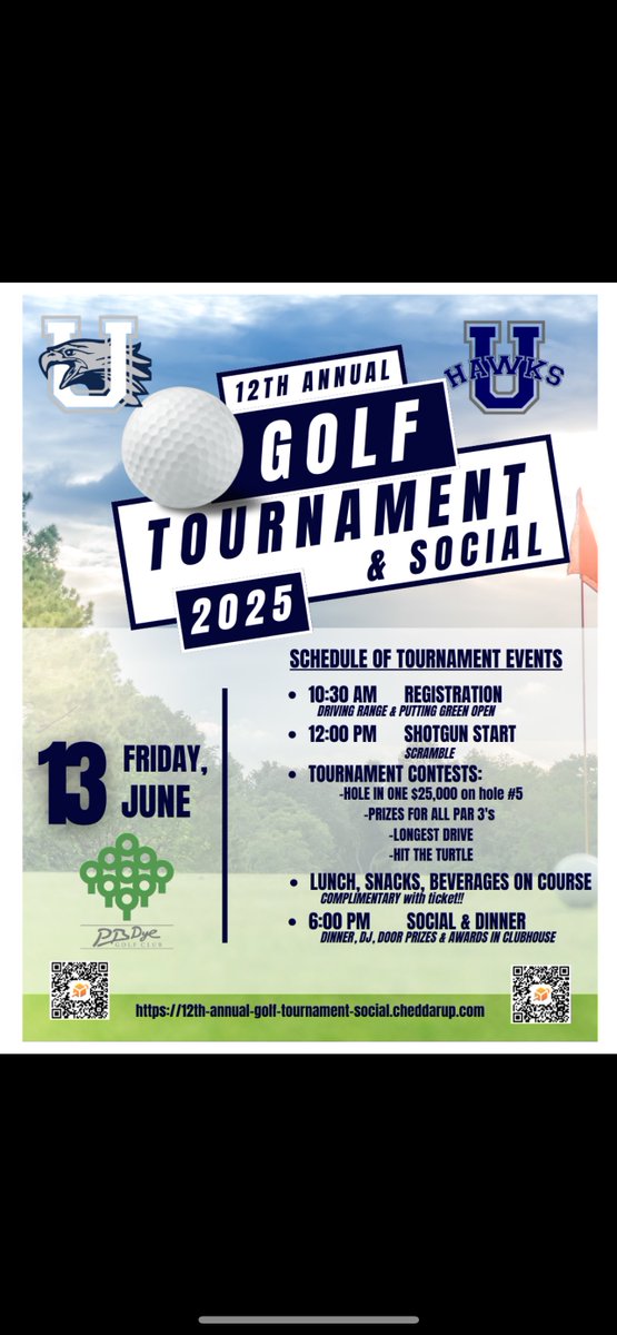 UrbanaHawksFB's tweet photo. Please join us and come out to support your Urbana Hawks on Friday, June 13th for our 12th annual golf tournament a social! ⛳️ 🏌️ 

Even if you’re not a golfer, come out to enjoy a beautiful day outside and support Urbana football! Details below
#HawkMOJO #ItsAllAboutTheU https://t.co/a4RR8fOSlL