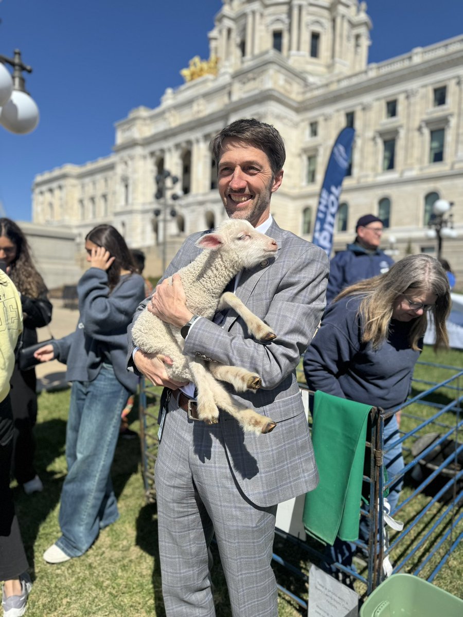 threeriverspark's tweet image. Senator @doronclark, the Senate’s newest member, meets a newborn lamb at Three Rivers Park District Day at the Capitol!