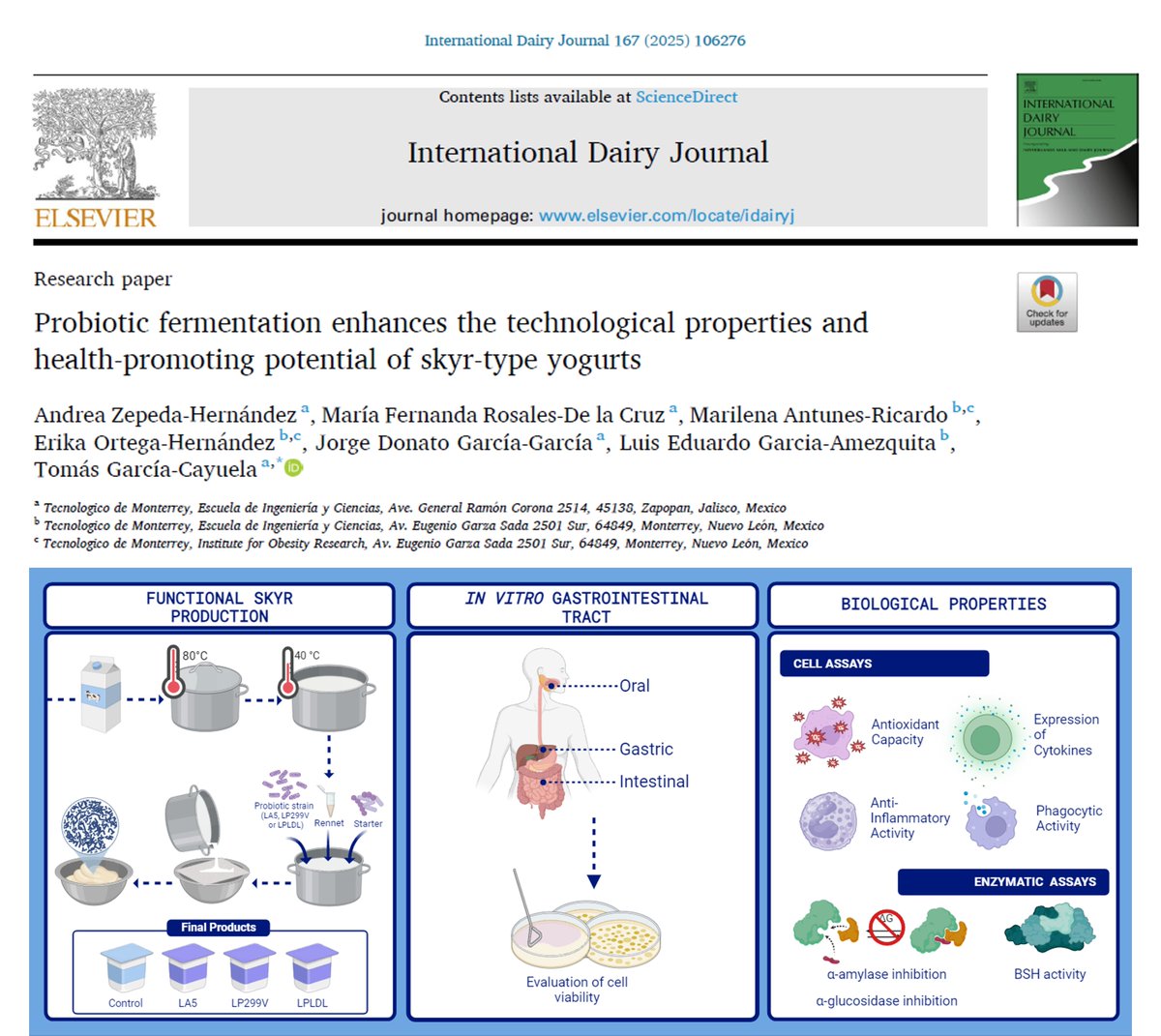 tgcayuela's tweet photo. ¡Nuevo artículo publicado!
Investigamos cómo la fermentación con probióticos mejora el skyr: textura, estabilidad y beneficios antiinflamatorios 💪🦠

📖 Acceso libre 50 días: https://t.co/ayR4FZQNfW

#Probiotics #Skyr #FoodScience #GutHealth https://t.co/eHK1hJGzt6