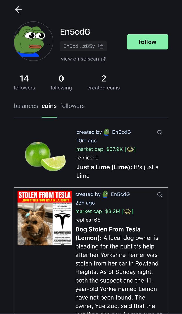 The wallet that sent lemon to the moon created a project that will go to the new moon. and it did not sell, the dev supports it

$Lime 
BegMBp1Qk4EVMQZYAZgHXX7n35qXXKxE2C1Q8zXppump

$Lemon 
CjqxraDuTMEcfhdqY8qEaMY43icdBrkt3EXciNVpump