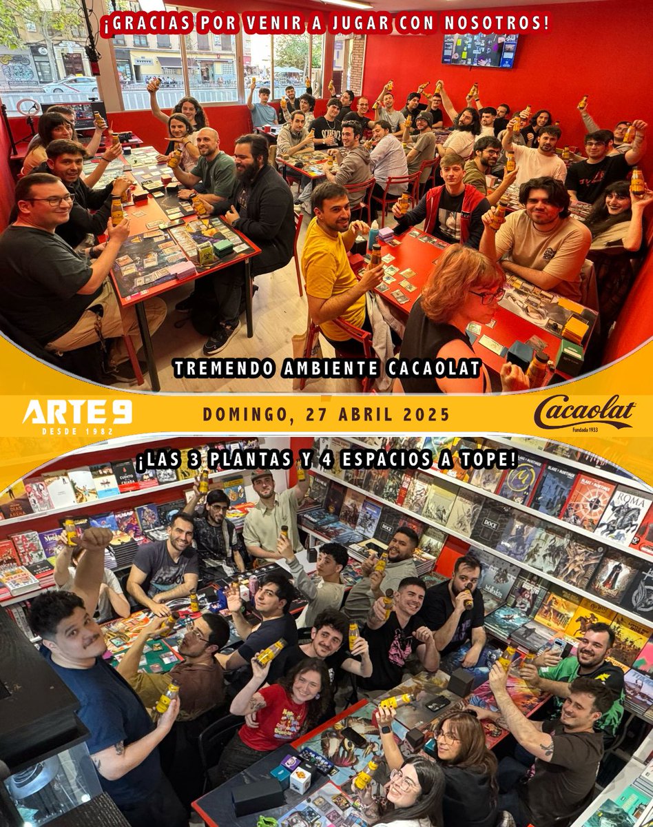 Arte9_MTG's tweet photo. El pasado domingo 27 de abril, celebramos la PRIMERA COPA CACAOLAT!!

Patrocinado por Cacaolat,  cada persona inscrita  1 SOBRE DE TARKIR, 1 BOTELLA CACAOLAT y 1 TOKEN.

Una tarde, que comenzó a las 16:00 y terminó cerca de las 24:00, donde todo el mundo disfrutó a lo grande. https://t.co/n44wbWa3qD