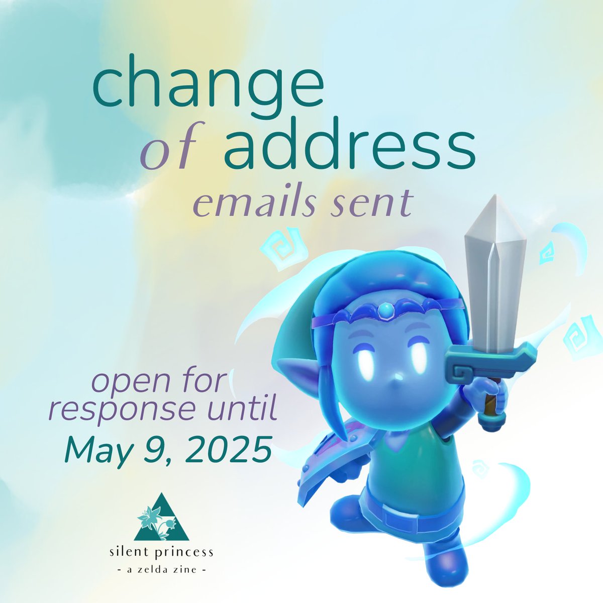 zelda_zine's tweet photo. Change-of-address emails have been sent!
If your address has changed, please *respond to the email with your current address BY MAY 9*.
#princesszelda #zelda #silentprincesszine #legendofzelda #zine #productionupdates https://t.co/kSMGNH2RrX