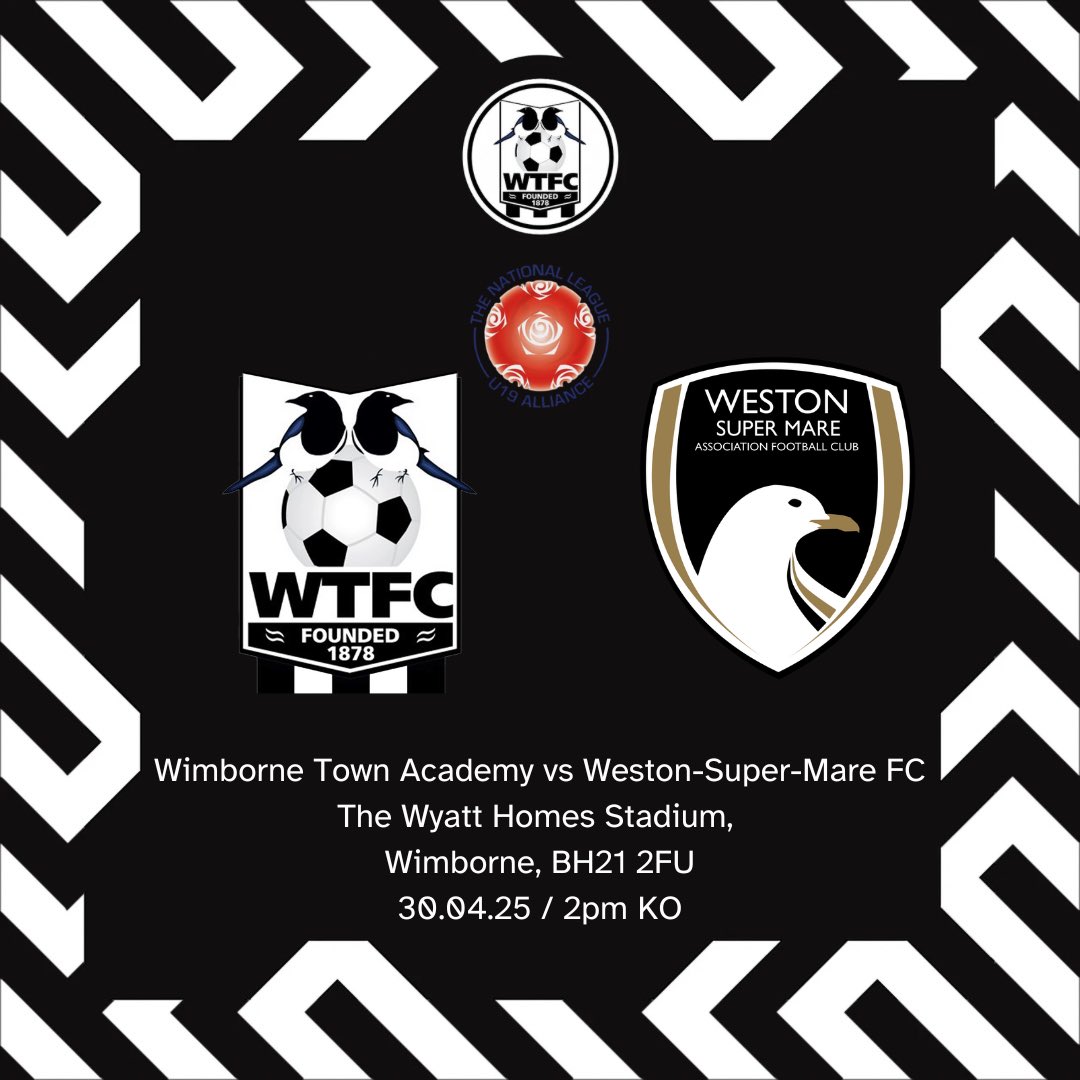 WTFC Academy (@wtfc_academy) on Twitter photo TOMORROW:
Tomorrow sees our last match of the <a href="/nationallgeU19/">NL Under 19 Alliance</a> season, hosting <a href="/WSM_AFC_ACADEMY/">Weston-super-Mare AFC Academy</a>
🆚 Weston-Super-Mare
⚽️ National Youth
Alliance League
🏟️ The Wyatt Homes Stadium
📍 BH21 2FU
🗓️ 30.04.2025
⏰ 2pm KO
#upthemagpies🥧 TOMORROW:
Tomorrow sees our last match of the <a href="/nationallgeU19/">NL Under 19 Alliance</a> season, hosting <a href="/WSM_AFC_ACADEMY/">Weston-super-Mare AFC Academy</a>
🆚 Weston-Super-Mare
⚽️ National Youth
Alliance League
🏟️ The Wyatt Homes Stadium
📍 BH21 2FU
🗓️ 30.04.2025
⏰ 2pm KO
#upthemagpies🥧