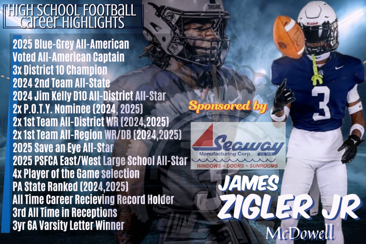 James Zigler Jr (@zigler_jr) on Twitter photo Thank you <a href="/SeawayMFG/">Seaway Manufacturing</a> for your support and sponsorship ππΎ cain't wait to represent in the East / West
<a href="/psfcabig33/">PSFCA BIG33 Football Classic</a> <a href="/FootballGannon/">Gannon Football</a> <a href="/coachkage/">Tony Caljean</a> <a href="/Mr_Consistent_2/">Jovon Johnson</a> <a href="/westpasports/">Western PA Sports Blog</a> <a href="/ETNreisenweber/">Tom Reisenweber</a> <a href="/COACHSLOCUM/">Aaron Slocum</a> <a href="/GemCitySN/">Gem City Sports Podcast Network</a> Thank you <a href="/SeawayMFG/">Seaway Manufacturing</a> for your support and sponsorship ππΎ cain't wait to represent in the East / West
<a href="/psfcabig33/">PSFCA BIG33 Football Classic</a> <a href="/FootballGannon/">Gannon Football</a> <a href="/coachkage/">Tony Caljean</a> <a href="/Mr_Consistent_2/">Jovon Johnson</a> <a href="/westpasports/">Western PA Sports Blog</a> <a href="/ETNreisenweber/">Tom Reisenweber</a> <a href="/COACHSLOCUM/">Aaron Slocum</a> <a href="/GemCitySN/">Gem City Sports Podcast Network</a>