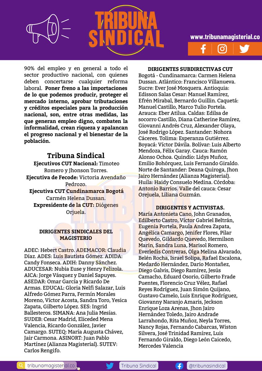 SindicalTribuna's tweet photo. [NUEVO COMUNICADO]

1 DE MAYO POR LA DEFENSA DE LA SOBERANÍA, EL TRABAJO Y LA PRODUCCIÓN NACIONALES.👨‍🏭👷‍♀️👩‍🏭

📌🧑‍💼🧑‍🌾 Lea completo en el siguiente enlace:

https://t.co/DesFQ4udTx https://t.co/YNDvc773Bt