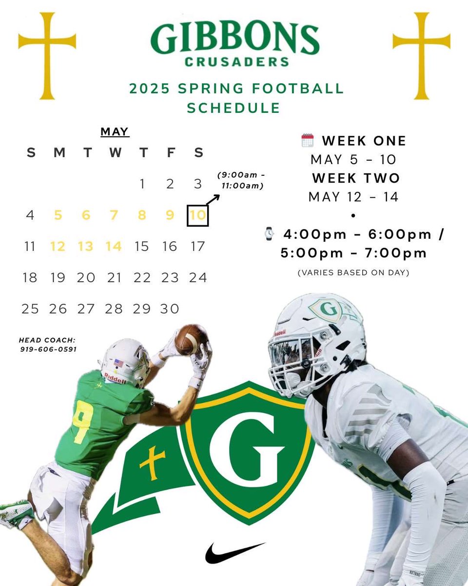 Brockphilli1's tweet photo. Can’t wait to get to work. 2025 Spring ball schedule 👀 @DrStevenWright @BillLiedy @football_cghsnc https://t.co/snt3Q8j9QF