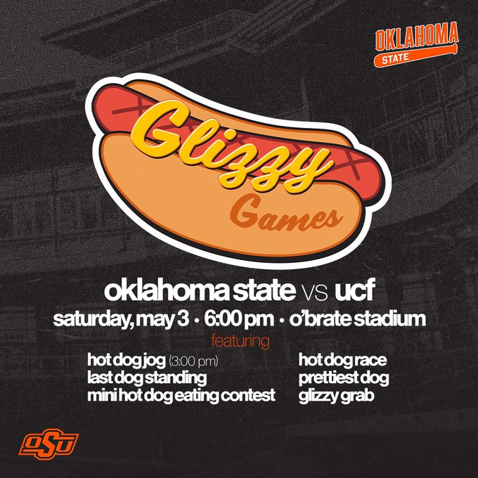 Minor League Promos (@milbpromos) on Twitter photo Any followers near Stillwater? <a href="/OSUBaseball/">OSU Cowboy Baseball</a> has a challenge for you
Actually 7 challenges
Its the Glizzy Games & it all starts with the Hot Dog Jog
Be the first to finish 4 laps + 4 hot dogs, wearing a hot dog & you get to throw out the first pitch
May 3🌭gofevo.com/event/Glizzyga… Any followers near Stillwater? <a href="/OSUBaseball/">OSU Cowboy Baseball</a> has a challenge for you
Actually 7 challenges
Its the Glizzy Games & it all starts with the Hot Dog Jog
Be the first to finish 4 laps + 4 hot dogs, wearing a hot dog & you get to throw out the first pitch
May 3🌭gofevo.com/event/Glizzyga…