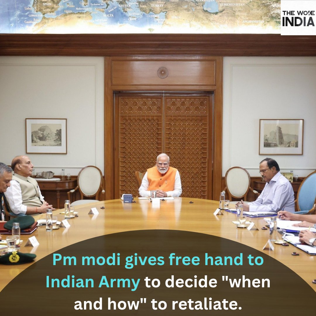 TheWokeIndia's tweet photo. PM Modi gives "complete operational freedom" to Indian Armed forces after Pahalgam attack.

#PahalgamAttack #PahalgamTerrorAttack #NarendraModi #IndianArmy https://t.co/TdDI8A8hwK