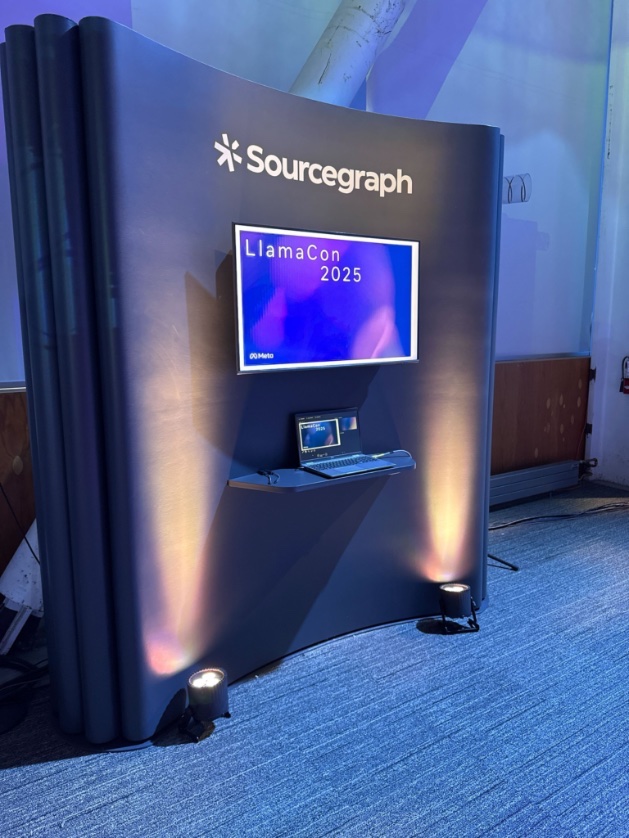 beyang's tweet image. Congrats to the Llama team at Meta for dropping a new app and API today! Drop by the Sourcegraph booth just off to the left of the main stage. I’ll be sharing about how Sourcegraph has used Llama to bring coding AI and agents into government and privacy-sensitive codebases.
